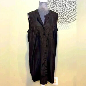 Mossimo- Silk-like sleeveless black button up dress - Size Large